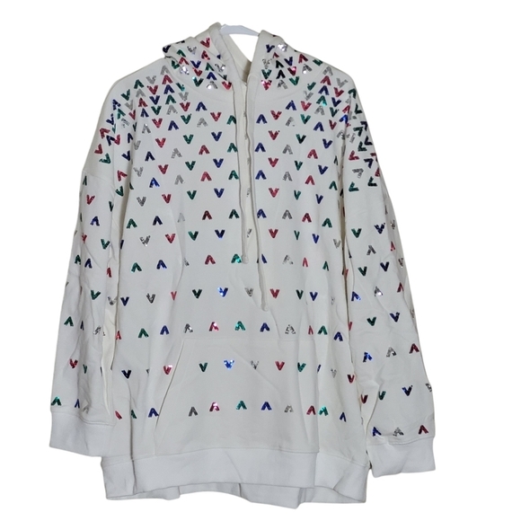 Boutique Sequin Embellished Solid Hoodie Long Sleeve Pullover Black - Picture 11 of 14